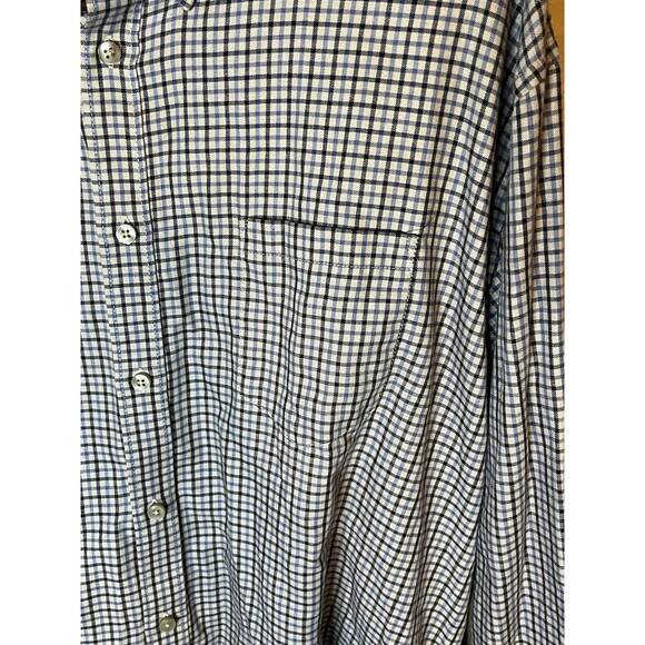 Van Heusen Men’s XL Blue Gray Plaid Button-Down Long Sleeve Shirt 17-17.5 Used - Picture 3 of 6